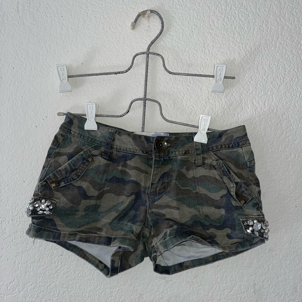 camo bling shorts
